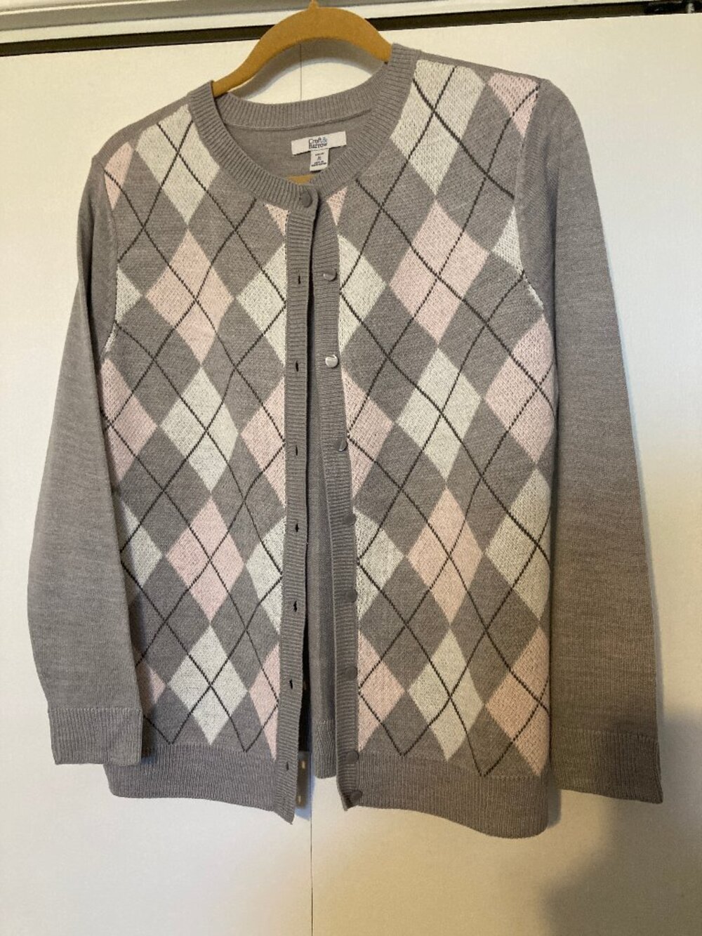 Argyle Button Down Sweater Cardigan